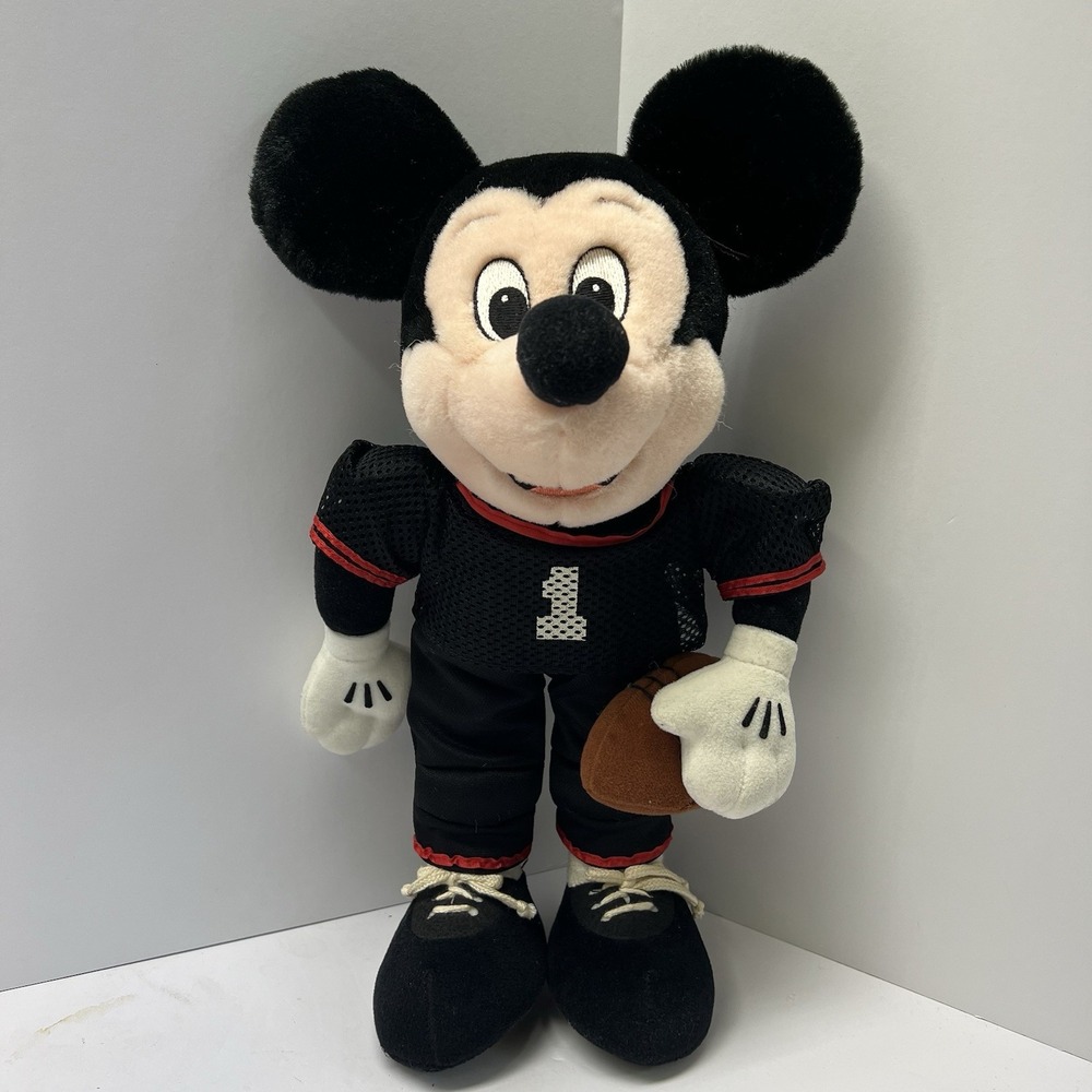 Walt Disney Mickey Mouse Plush Vintage Football Player #1 Uniform 14" High EUC‎